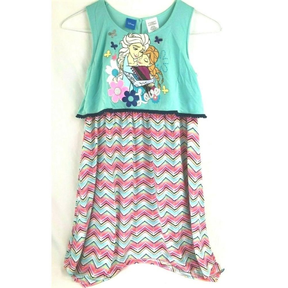 NEW Girls Disney Frozen Dress Love Elsa & Anna 7/8